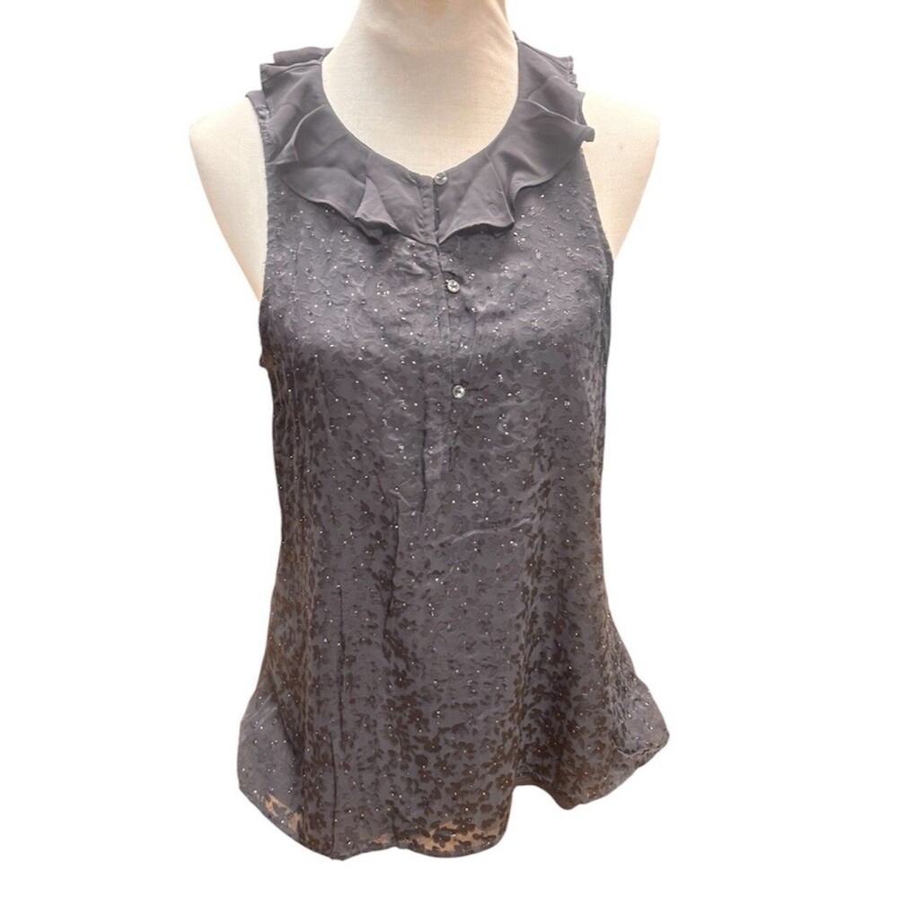 NWT Lauren Conrad Black Gray Deco Decadence Top Size Medium